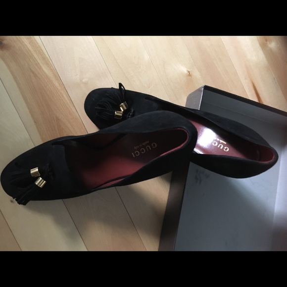 BNIB-Gucci Black Suede Leather Loafer Heels - Picture 7 of 8